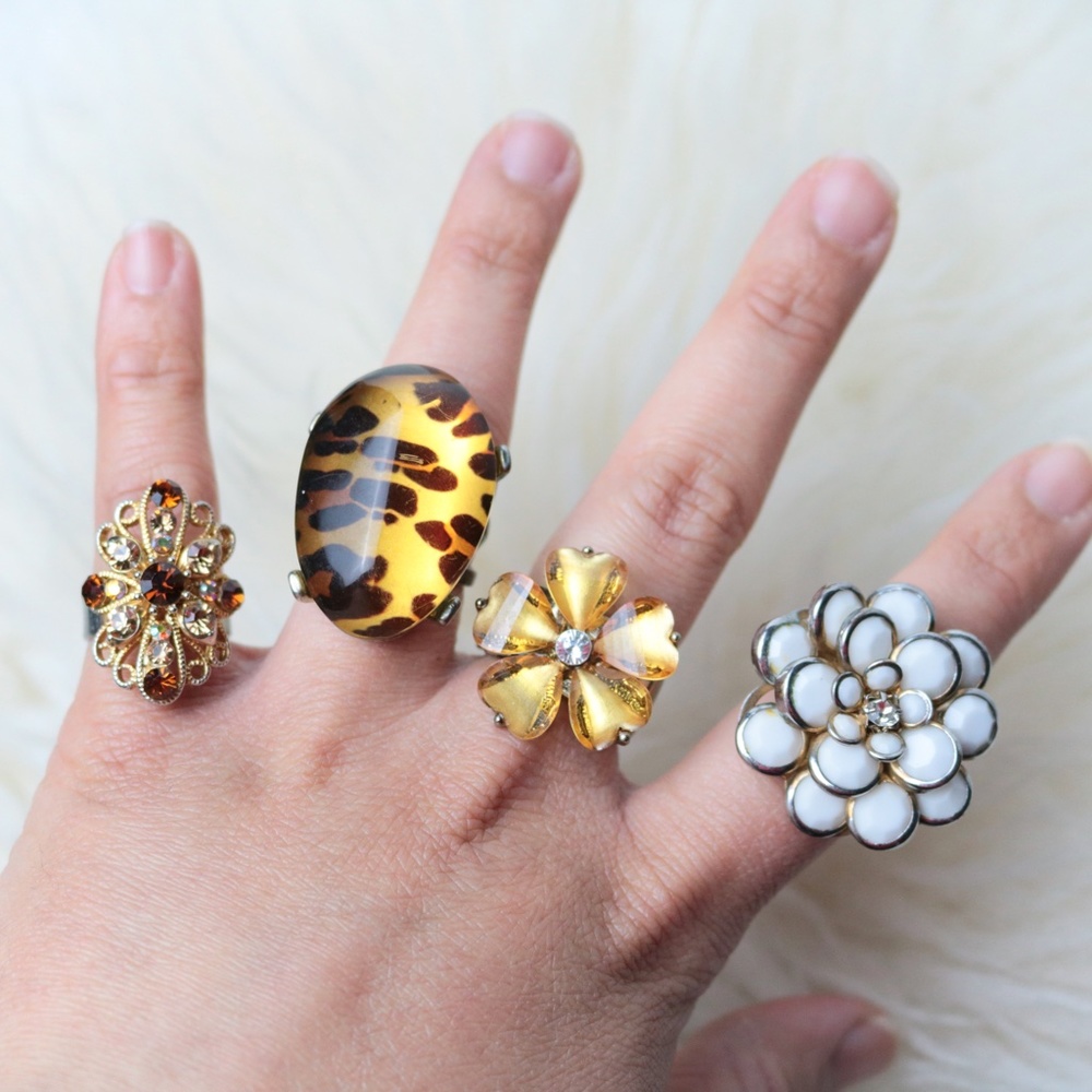 Gold Tone Fashion Ring Lot Bundle